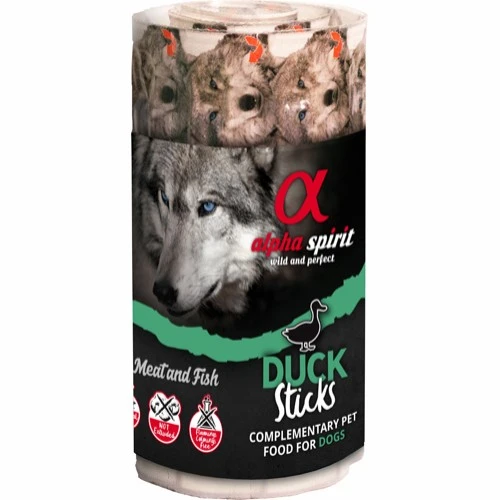 Alpha Spirit Duck Stick 16 stk - kornfri hundesnacks med and